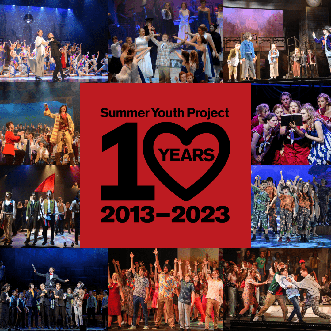 Summer Youth Project, 10 years, 2013 to 2023. Images of previous projects are displayed around the text.