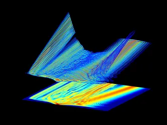 Computer simulation of the evolution in frequency and time of a laser pulse propagating in an optical fibre